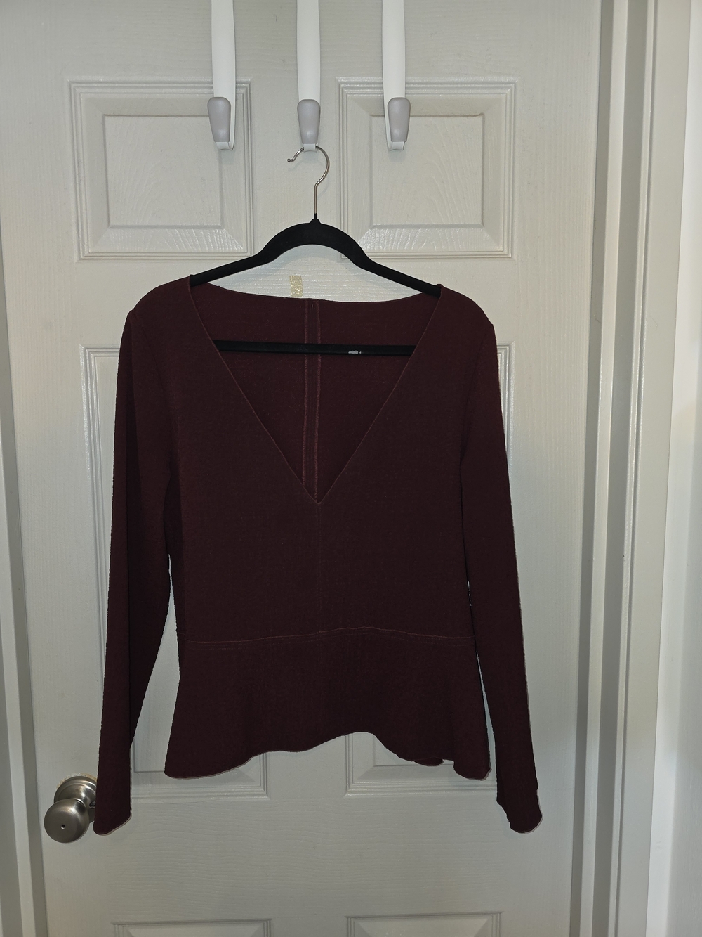 See by Chloe Women's Burgundy Red Jacquard Peplum Top NWOT - Size 42